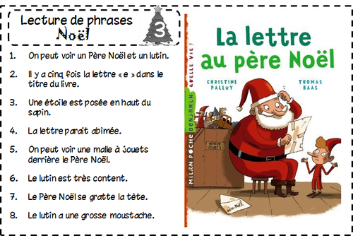 Atelier de lecture - Lecture de phrases sur le thème de Noël