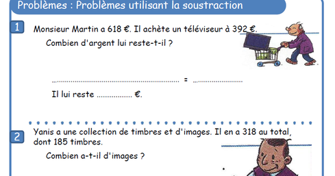 Problèmes utilisant la soustraction