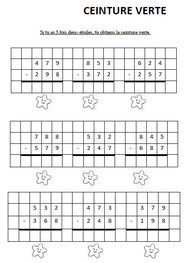 ceinture, calcul, ce2, addition, soustraction, multiplication, division