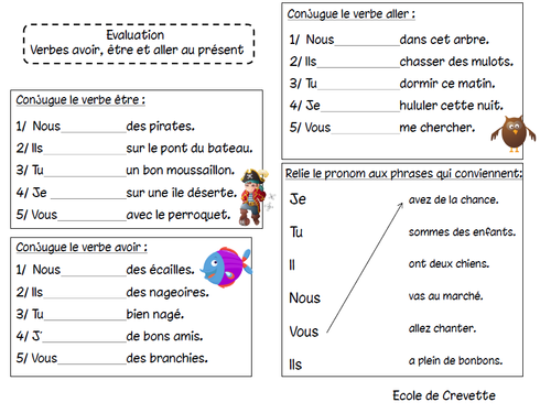 Evaluation : Etre, avoir et aller au présent