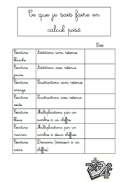 ceinture, calcul, ce2, addition, soustraction, multiplication, division
