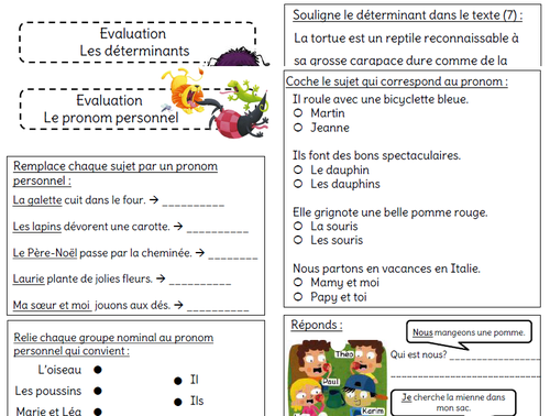 Évaluation sur le pronom personnel