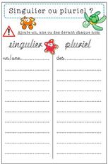 Singulier ou pluriel, jeu, grammaire, atelier