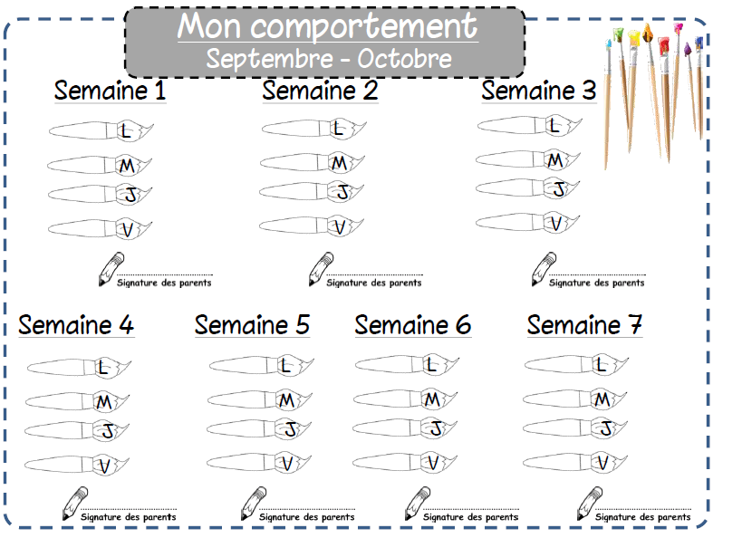 Gestion Du Comportement Fiches Eleve L Ecole De Crevette