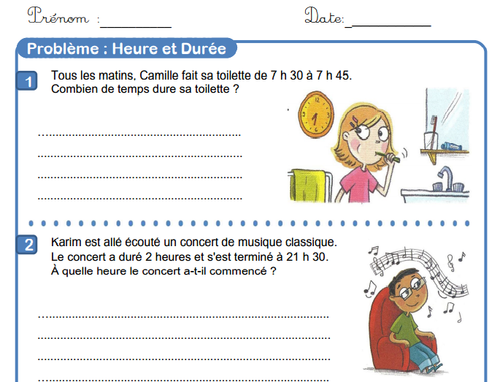 Problèmes d'heures et de durées