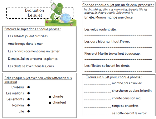 Évaluation sur le sujet