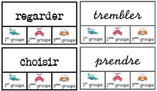 Les 3 groupes de verbe, jeu, grammaire, atelier