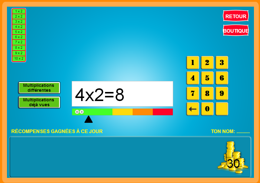 Tables de multiplication à imprimer et jeux en ligne 