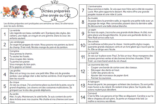 Dictées et auto-dictées au ce2