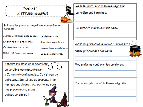 Évaluation sur la phrase négative