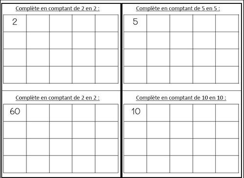 Compter de 2 en 2, 5 en 5 et de 10 en 10