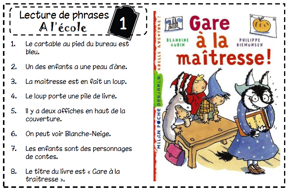 Lecture De Phrases Ateliers La Rentree L Ecole De Crevette