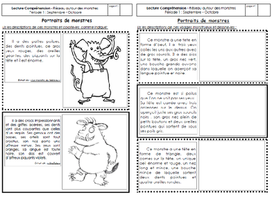 Le monstre du tableau, lecture, production, écrit