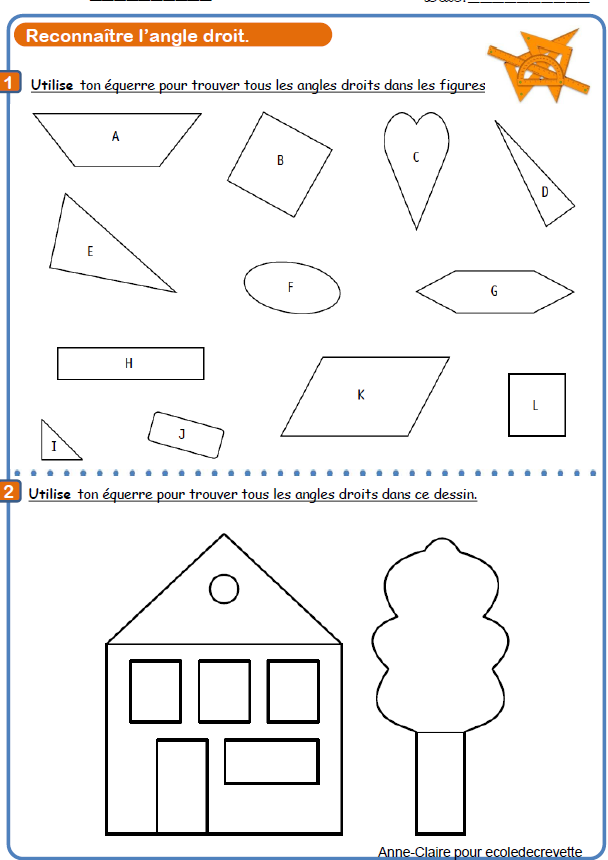 Reconnaitre un angle droit - L ecole de crevette