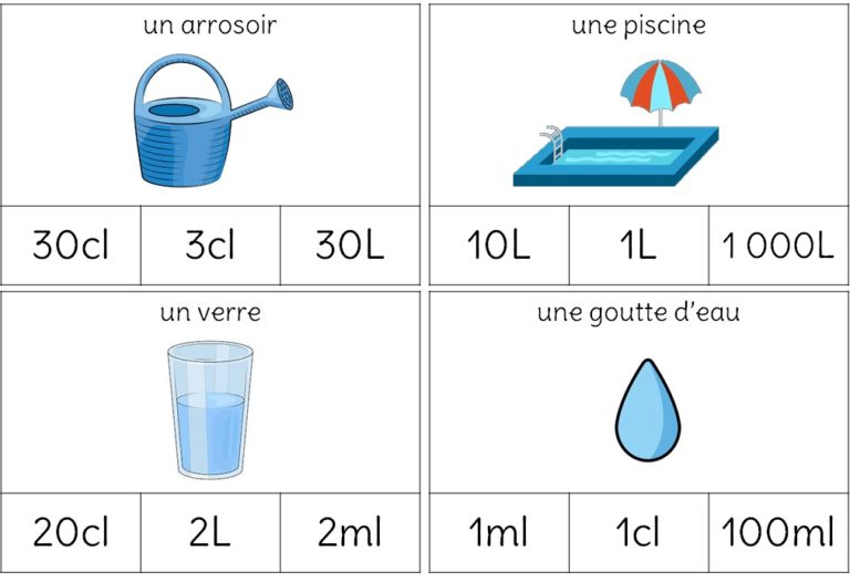 Exercices Sur Les Contenances Ce2 à Imprimer Ateliers autour des contenances – L ecole de crevette